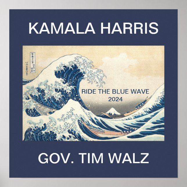 PÓSTER KAMALA HARRIS EN LA OLA AZUL 2024 (Frente)