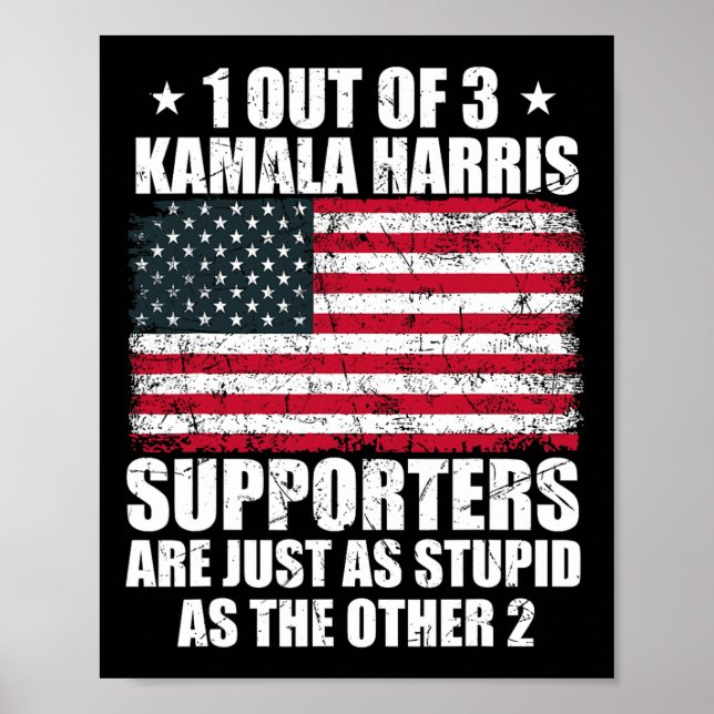 Póster Kamala Harris Estúpido Chiste Bandera Estadouniden (Frente)