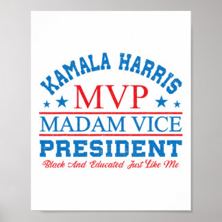 Póster Kamala Harris Mvp Señora Vicepresidenta Black Y E
