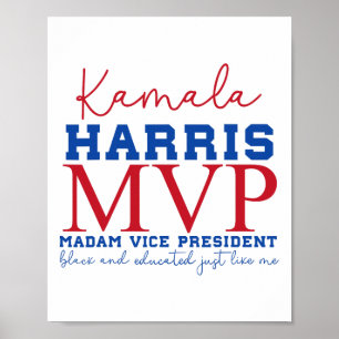 Póster Kamala Harris Mvp Señora Vicepresidenta Black Y E