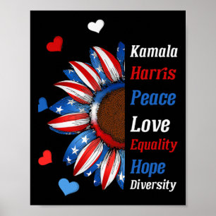 Póster Kamala Harris Peace Love Equality Hope Diversidad 