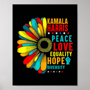 Póster Kamala Harris Peace Love Equality Hope Diversity