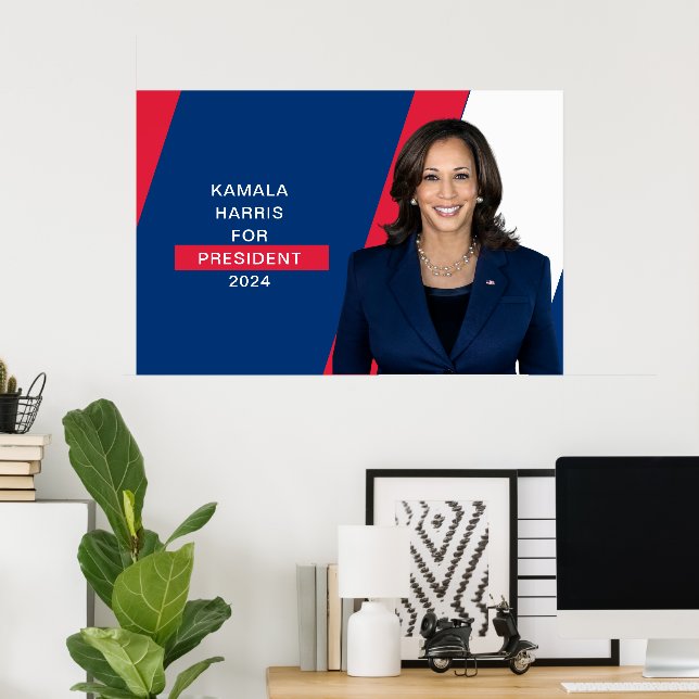 Póster Kamala Harris Por El Presidente 2024 Blanco Rojo Y (Oficina en casa)
