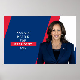 Póster Kamala Harris Por El Presidente 2024 Blanco Rojo Y