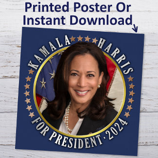 Póster Kamala Harris por la foto del presidente demócrata