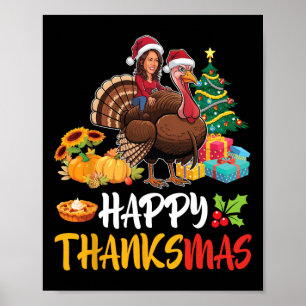Póster Kamala Harris Santa Claus Riding Turkey Happy Than