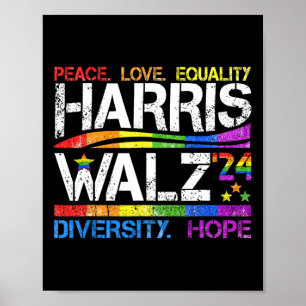 Póster Kamala Harris Tim W 2024 Peace Lgbt Harris W Waltz