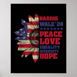 Póster Kamala Harris Tim Walz 2024 Peace Lgbt Harris Walz