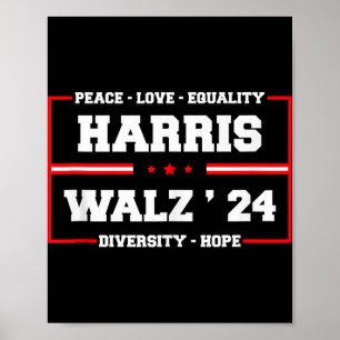Póster Kamala Harris Tim Walz 2024 Peace Lgbt Harris Walz