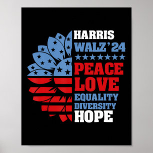 Póster Kamala Harris Tim Walz 2024 Peace Lgbt Harris Walz