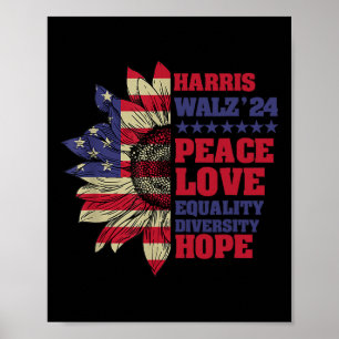 Póster Kamala Harris Tim Walz 2024 Peace Lgbt Harris Walz