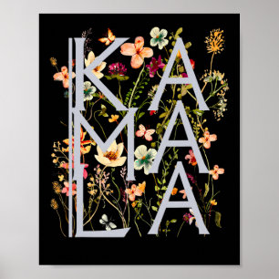 Póster Kamala Harris Vintage Floral Feminine First Femeni