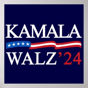 Póster Kamala Harris Walz 2024 Obviamente Azul