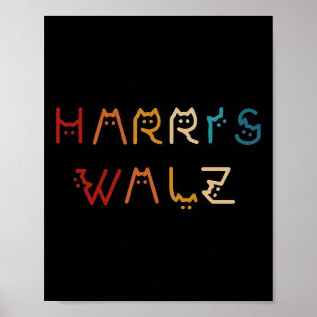 Póster Kamala Harris Walz Waltz 2024 Letra de gato Positi (Frente)