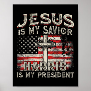 Póster Kamala Jesús es mi salvador Harris es mi president