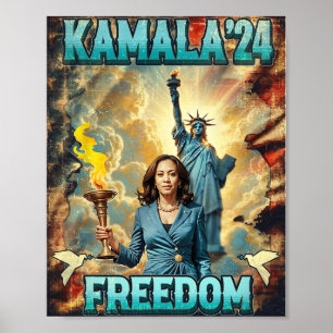 Póster Kamala Por El Presidente Lema Estatua Libertad Pro
