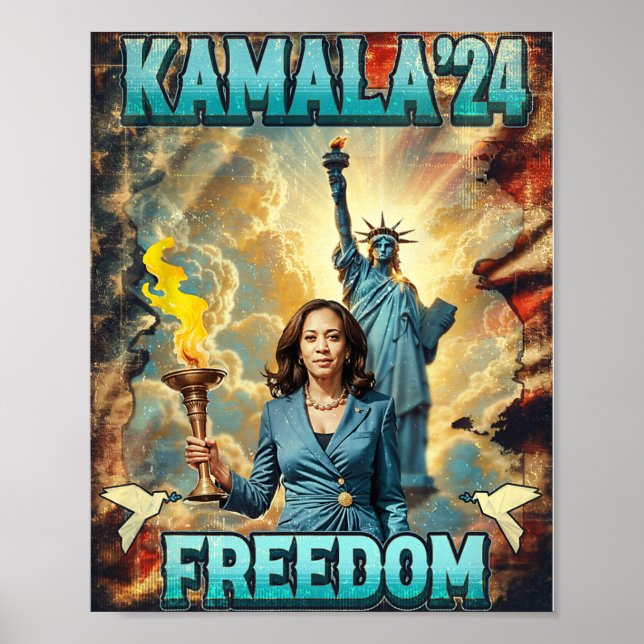 Póster Kamala Por El Presidente Lema Estatua Libertad Pro (Frente)