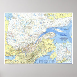 Póster "Kanada: 1991 MAPA detallado Quebec…