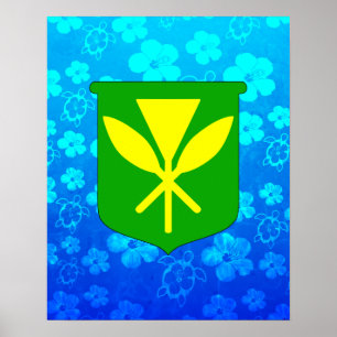 Póster Kanaka Maoli Blue Honu