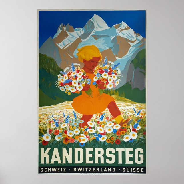 Póster Kandersteg, Suiza, afiche de viajes (Frente)