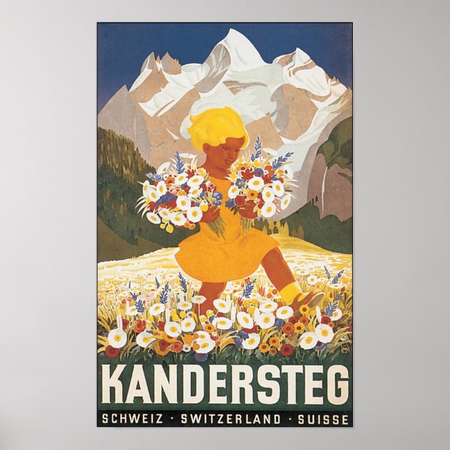 Póster Kandersteg Suiza Vintage Travel Poster (Frente)
