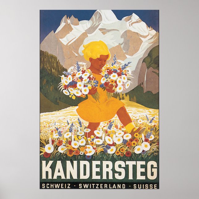 Póster Kandersteg Suiza Vintage Travel Poster (Frente)