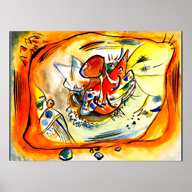 Póster Kandinsky - Boceto para una pintura, borde naranja (Frente)