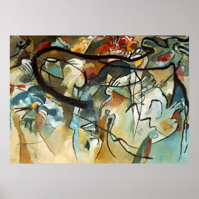 Póster Kandinsky Composition V Pintura de tela abstracta (Frente)