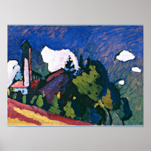 Póster Kandinsky - Estudio para el paisaje con torre (Frente)