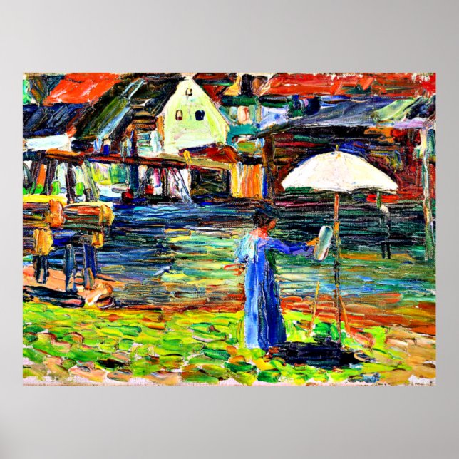 Póster Kandinsky - Gabriele Munter Pintura en Kallmunz, (Frente)