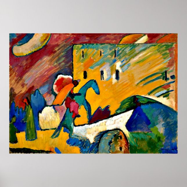Póster Kandinsky: Improvisación 3, pintura del paisaje (Frente)