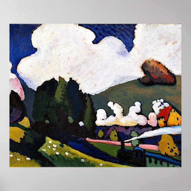 Póster Kandinsky - Landscape near Murnau with Locomotive (Frente)