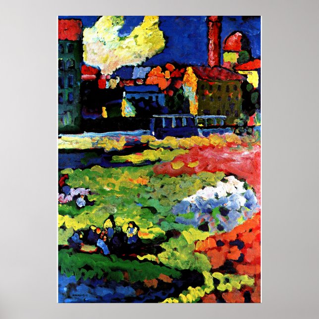 Póster Kandinsky - Múnich-Schwabing con la Iglesia de St (Frente)