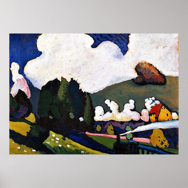 Póster Kandinsky - Paisaje cerca de Murnau con Locomotora (Frente)