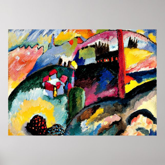 Póster Kandinsky - Paisaje con chimenea de fábrica (Frente)