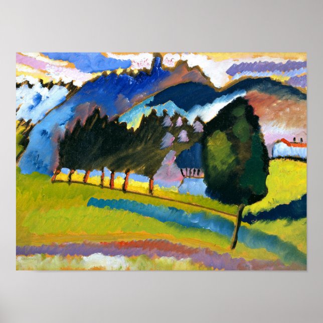 Póster Kandinsky - Paisaje con colinas rodante (Frente)