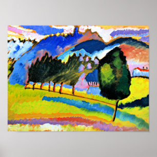 Póster Kandinsky - Paisaje con colinas rodante