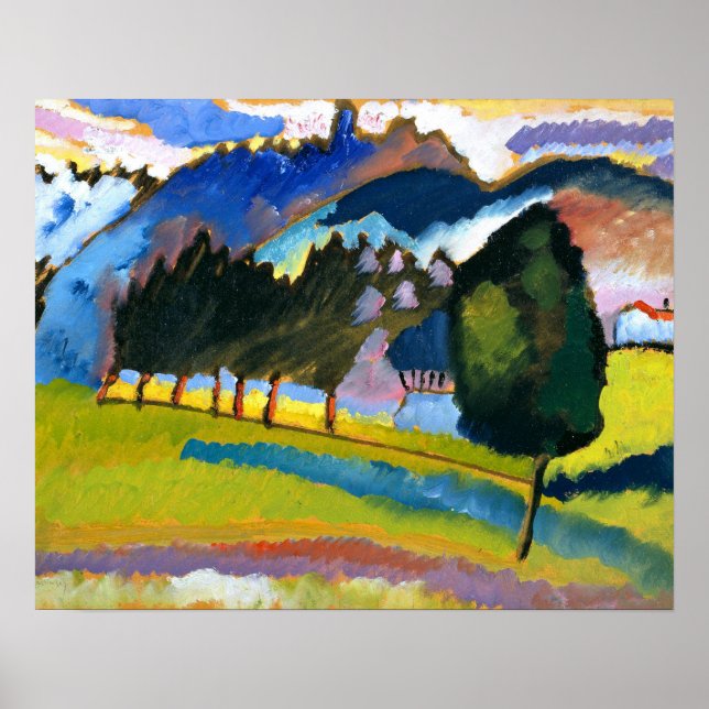 Póster Kandinsky - Paisaje con colinas rodante (Frente)
