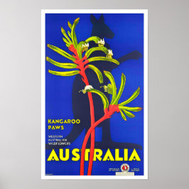 Póster Kangaroo traza viajes en Australia