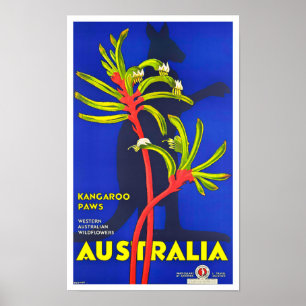 Póster Kangaroo traza viajes en Australia
