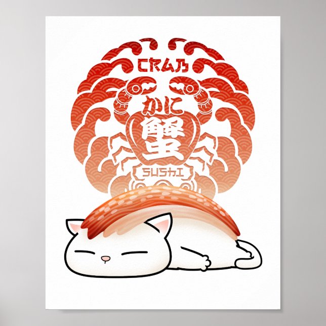Póster Kani Crab Sushi Cat (Frente)
