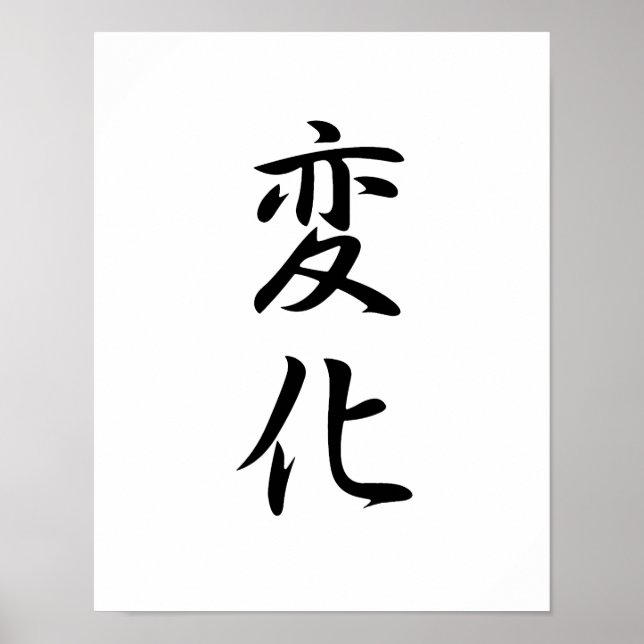 Póster Kanji japonés para el cambio - Henka (Frente)