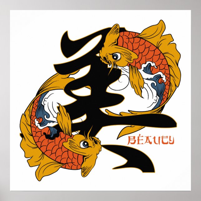 Póster Kanji Koi Fish Beauty Poster (Frente)