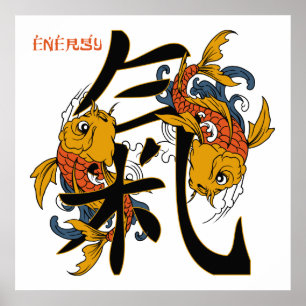 Póster Kanji Koi Fish Energy