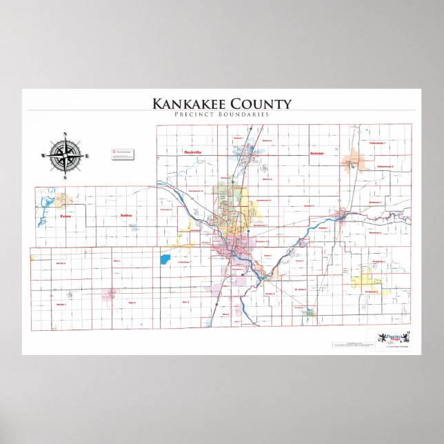 Póster Kankakee County Precinct Map (Frente)