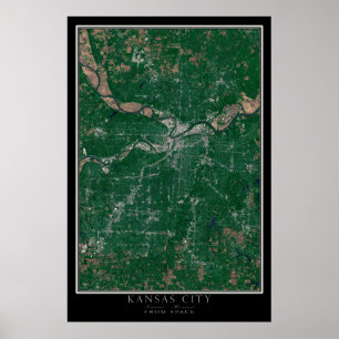 Póster Kansas City Kansas - Missouri desde el satélite es