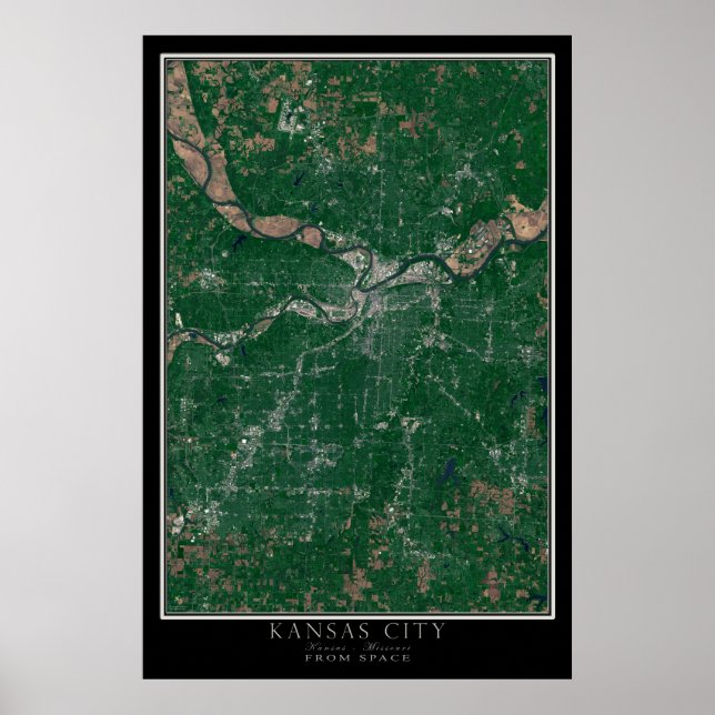 Póster Kansas City Kansas - Missouri desde el satélite es (Frente)