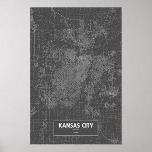 Póster Kansas City, Missouri (blanco en negro)