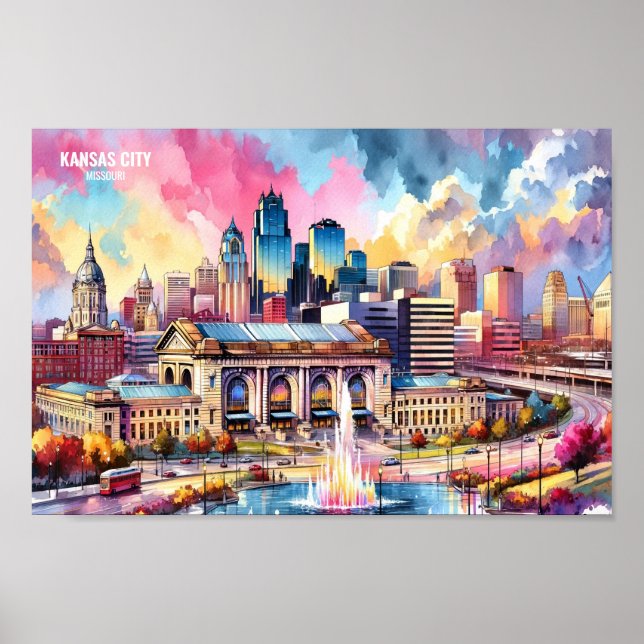 Póster Kansas City Missouri Estados Unidos de América Col (Frente)