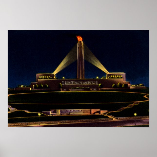 Póster Kansas City Missouri Liberty Memorial by Night (Frente)